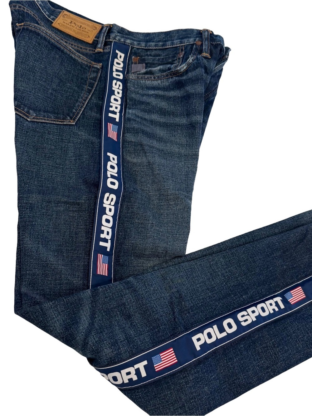 Ralph Lauren Men’s Varick Straight Jeans logo Flag Ribbon Seams Sz 32x32 NEW